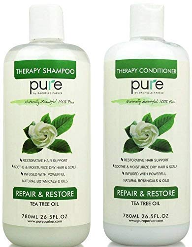 Pure Parker Tea Tree Oil Shampoo & Conditioner Set for Deep Cleanse. 2 Bottles 26.5 oz each