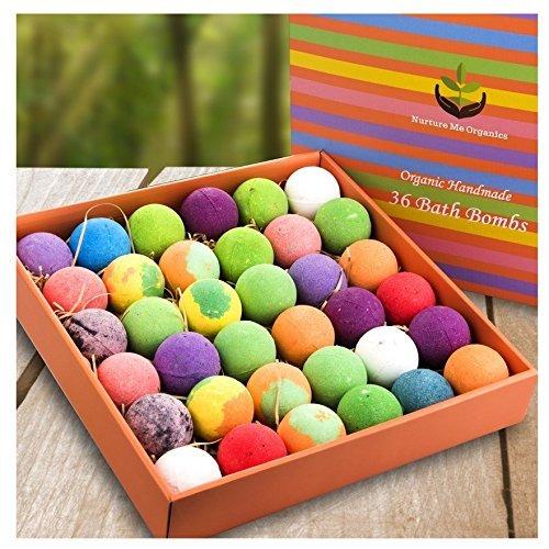Gift Set of 36 Nurture Me Organic Bath Bombs, Large Bath Fizzies All Natural with Organic Shea & Cocoa Butter - ardenorganics.com