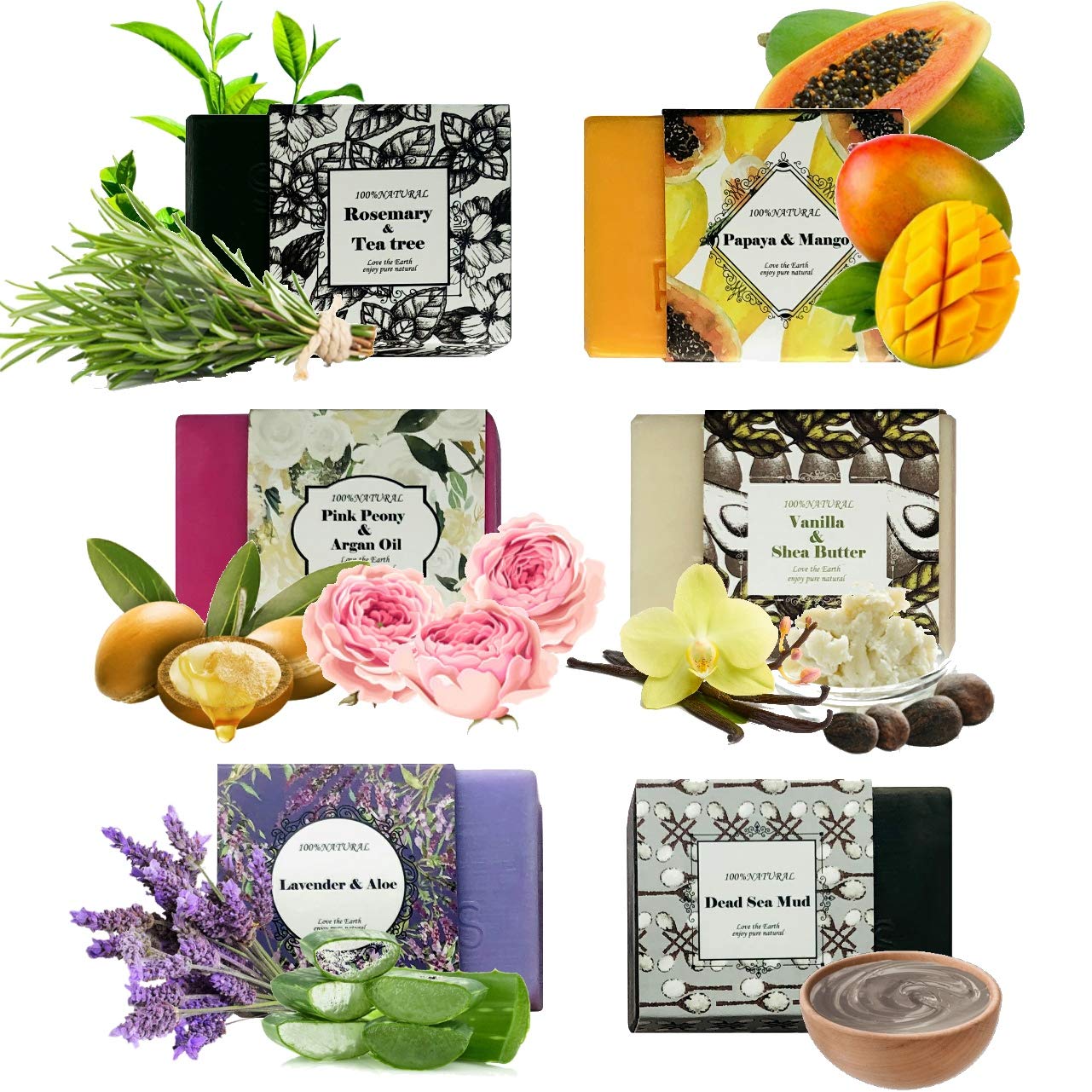 Handmade Soap Bars Gift Set - 6 Pc Purelis Natural Soap Set- Artisan Crafted Soap Bars with Essential Oils. Soap Gift Set for Women Makes Best Bath And Body Holiday Gift for Women! - ardenorganics.com