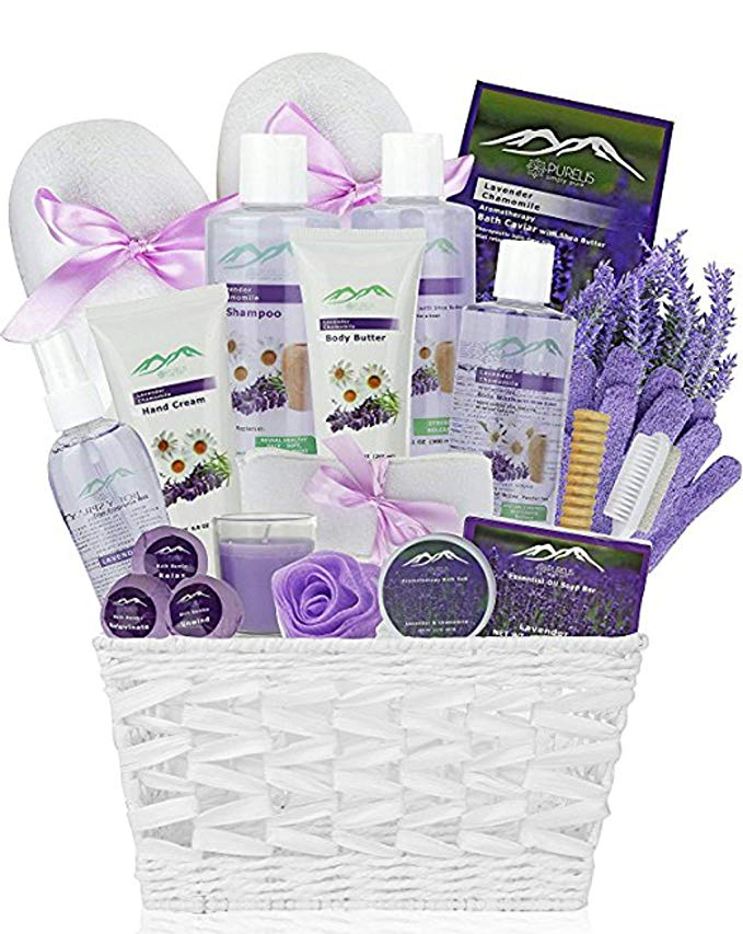 Premium Deluxe Bath & Body Gift Basket. Ultimate Large Spa Basket! #1 Spa Gift Basket for Women (Lavender Chamomile) - ardenorganics.com