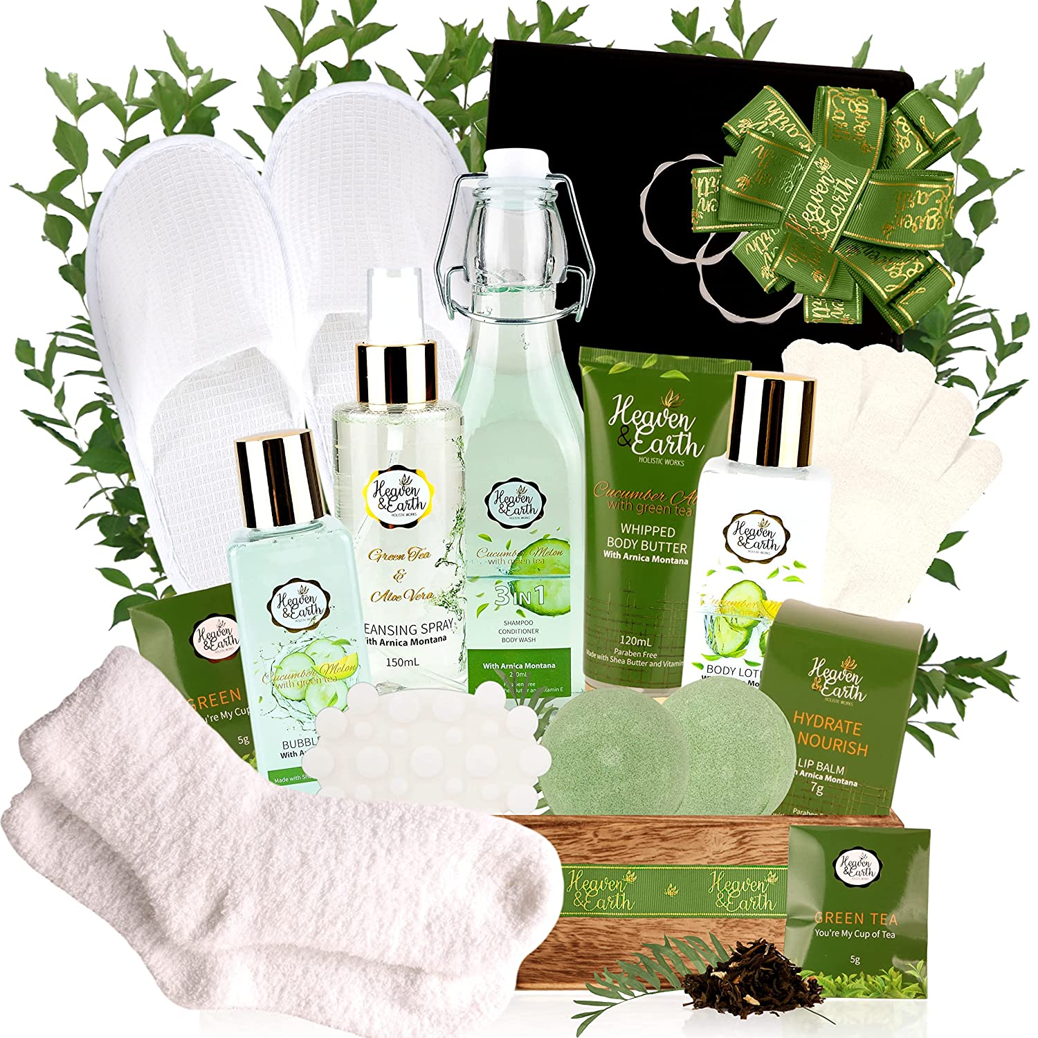 Cucumber Melon & Green Tea with Arnica Oil Healing Bath & Body Gift Basket.