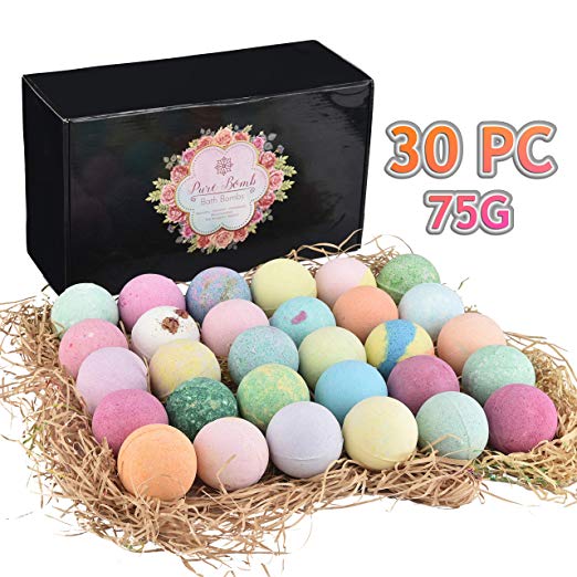 30 Bath Bombs Set by PURE. Natural, Moisturizing, Essential Oils